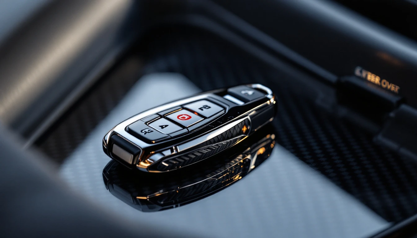 Control de proximidad Porsche con hoja de emergencia sobre la consola de una SUV deportiva durante un diagnostico movil en el DFW